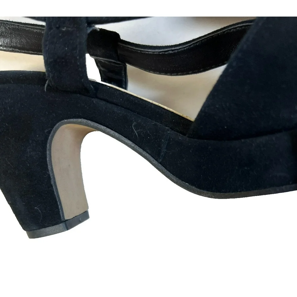Unlace Strappy Sling Back‎ Sandal Black Suede 1